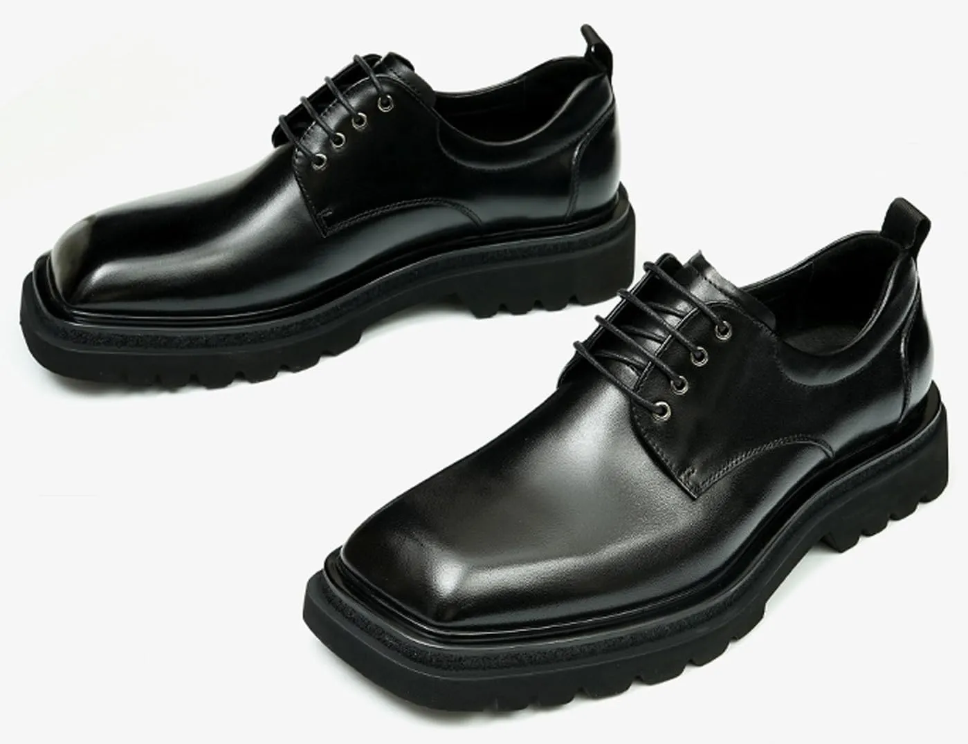 Santimon Mens Oxfords Formal Dress Derby Fashion Genunie Leather Square Toe Prom Shoes Tuxedo Wedding Dress Business Causal Shoes for Men