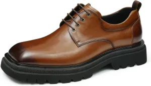 Santimon Mens Oxfords Formal Dress Derby Fashion Genunie Leather Square Toe Prom Shoes Tuxedo Wedding Dress Business Causal Shoes for Men