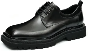 Santimon Mens Oxfords Formal Dress Derby Fashion Genunie Leather Square Toe Prom Shoes Tuxedo Wedding Dress Business Causal Shoes for Men
