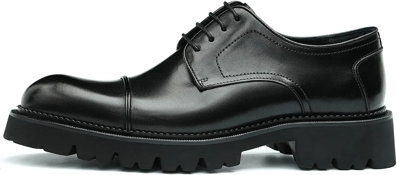 Santimon Men's Oxfords Formal Dress Genuine Leather Derby Fashion Business Causal Tuxedo Shoes Wedding Prom Shoes for Men