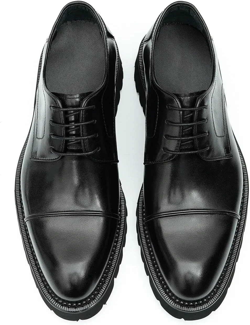 Santimon Men's Oxfords Formal Dress Genuine Leather Derby Fashion Business Causal Tuxedo Shoes Wedding Prom Shoes for Men
