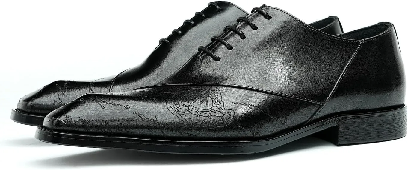Santimon Men's Oxfords Formal Dress Genuine Leather Derby Fashion Business Tuxedo Shoes Wedding Prom Shoes for Men