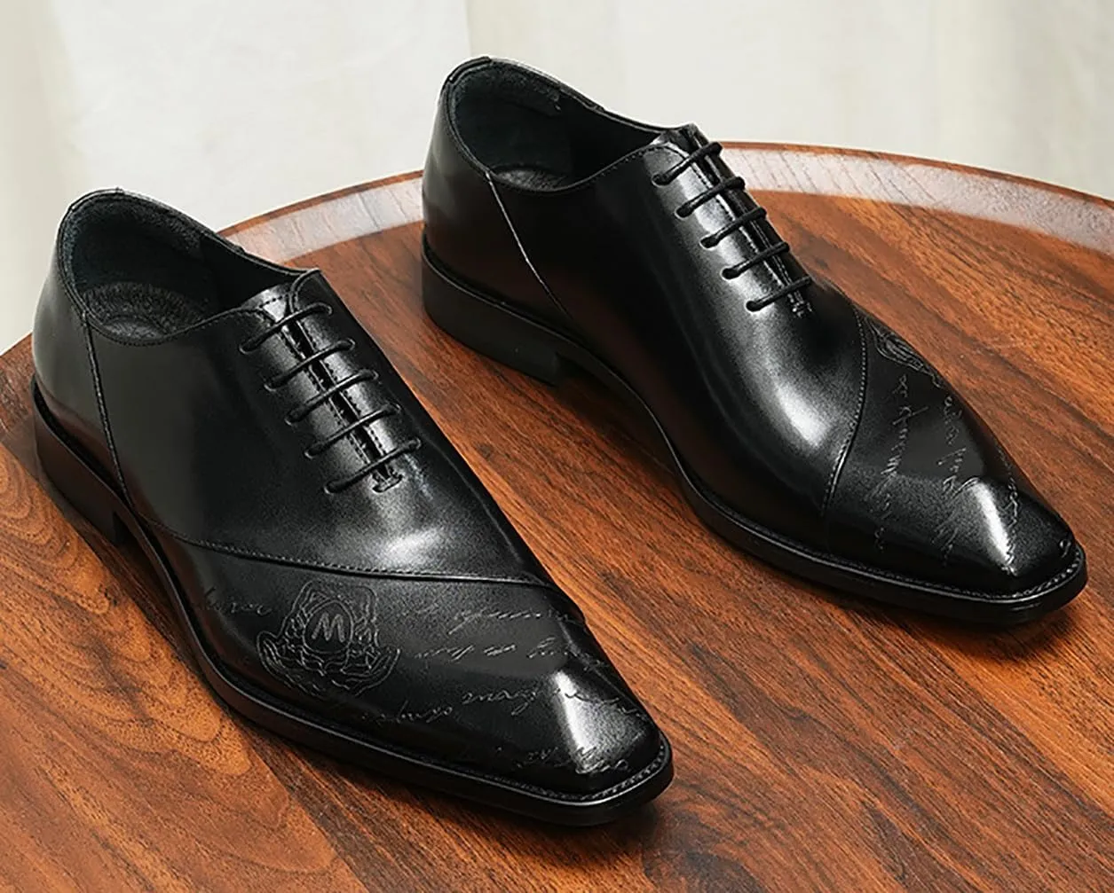Santimon Men's Oxfords Formal Dress Genuine Leather Derby Fashion Business Tuxedo Shoes Wedding Prom Shoes for Men