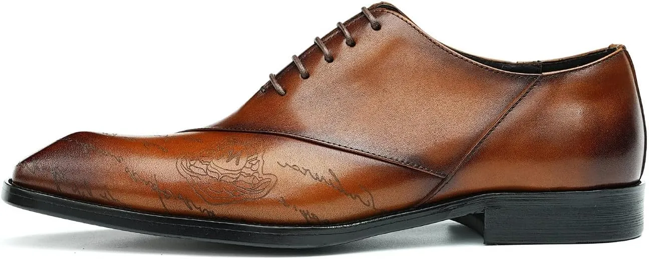 Santimon Men's Oxfords Formal Dress Genuine Leather Derby Fashion Business Tuxedo Shoes Wedding Prom Shoes for Men