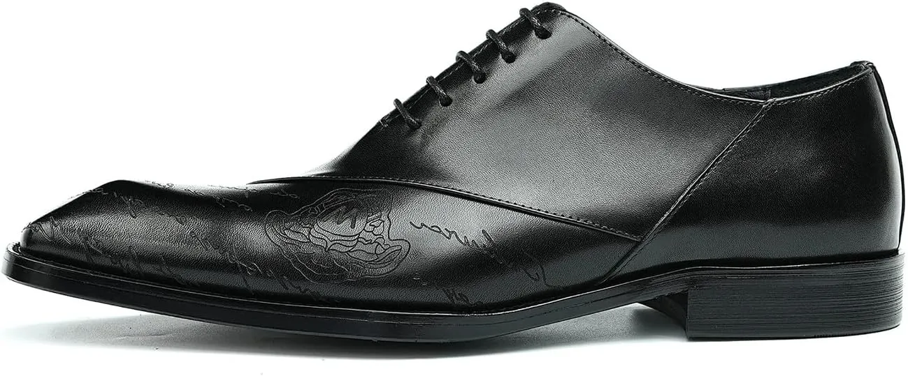 Santimon Men's Oxfords Formal Dress Genuine Leather Derby Fashion Business Tuxedo Shoes Wedding Prom Shoes for Men
