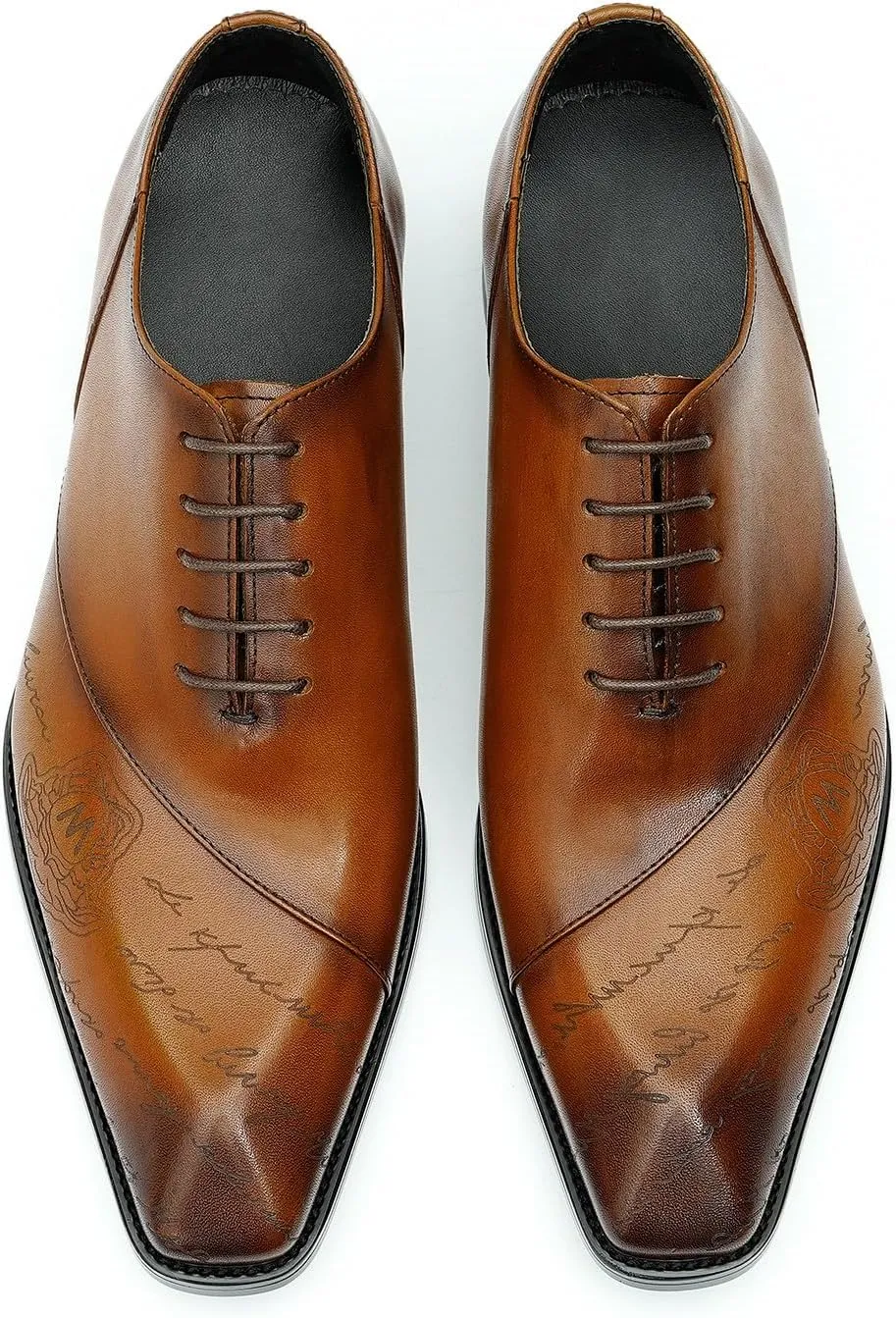 Santimon Men's Oxfords Formal Dress Genuine Leather Derby Fashion Business Tuxedo Shoes Wedding Prom Shoes for Men