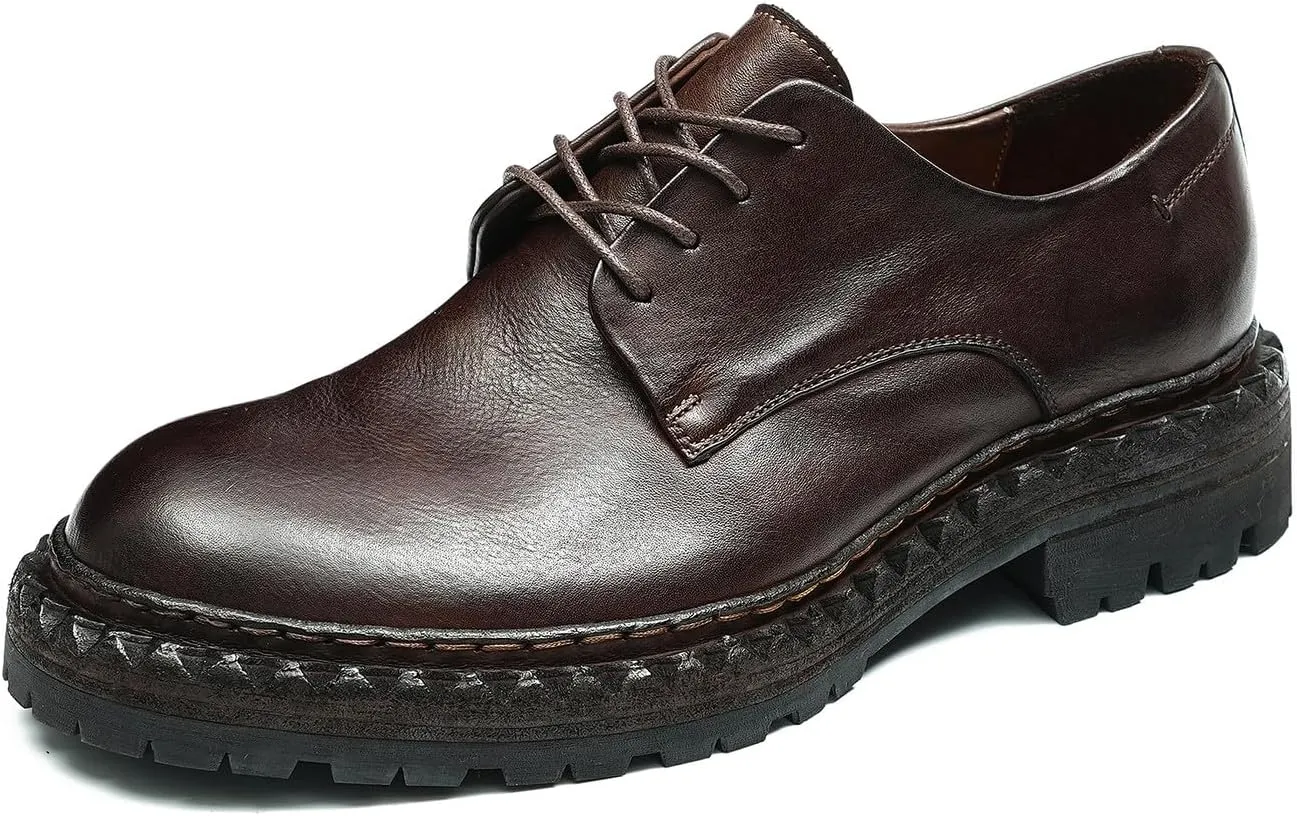 Santimon Mens Oxfords Formal Dress Genuine Leather Derby Fashion Goodyear Handcrafted Lace Up Shoes Prom Wedding Business Casual Tuxedo Comfortable Shoes for Men