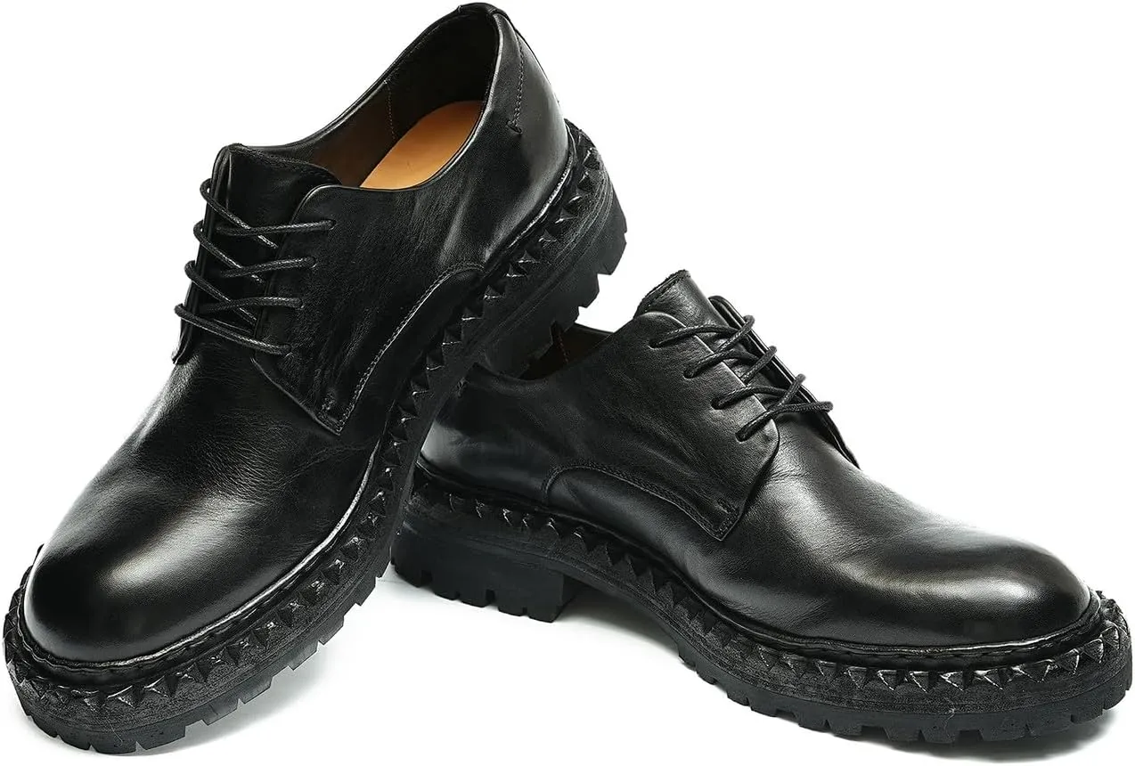 Santimon Mens Oxfords Formal Dress Genuine Leather Derby Fashion Goodyear Handcrafted Lace Up Shoes Prom Wedding Business Casual Tuxedo Comfortable Shoes for Men