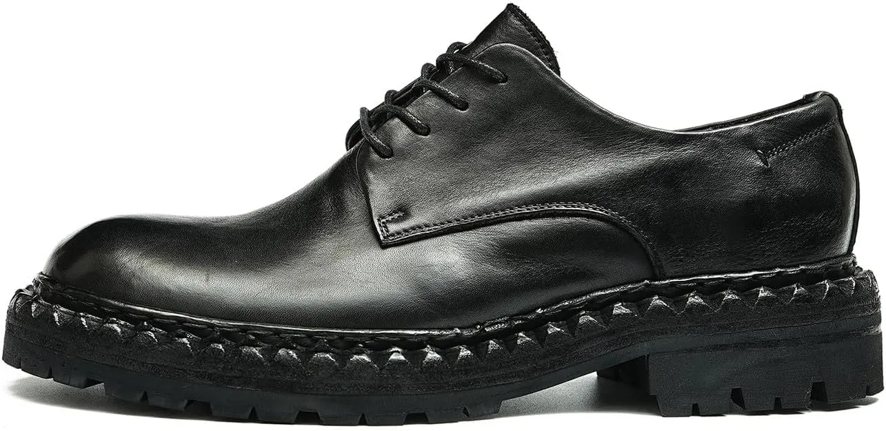 Santimon Mens Oxfords Formal Dress Genuine Leather Derby Fashion Goodyear Handcrafted Lace Up Shoes Prom Wedding Business Casual Tuxedo Comfortable Shoes for Men