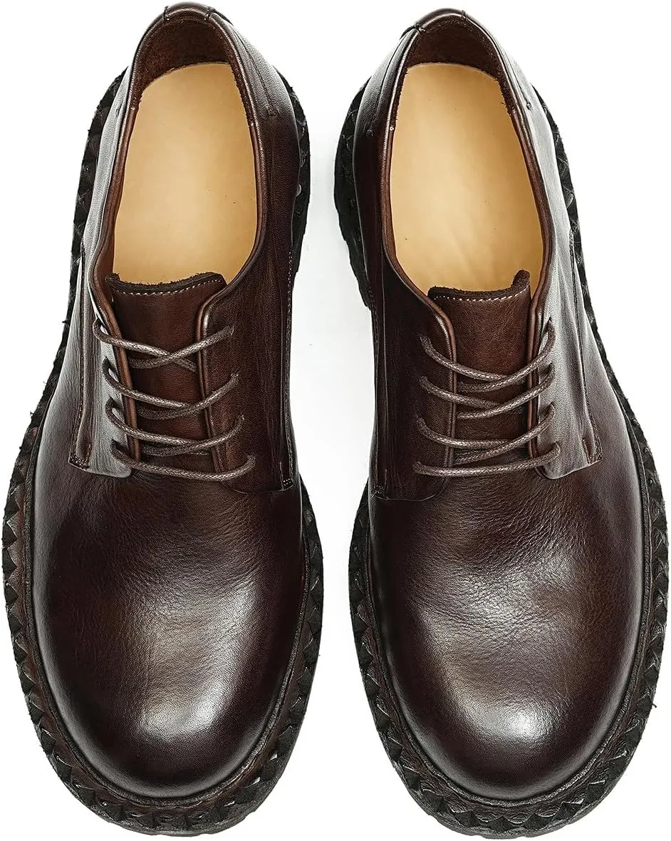 Santimon Mens Oxfords Formal Dress Genuine Leather Derby Fashion Goodyear Handcrafted Lace Up Shoes Prom Wedding Business Casual Tuxedo Comfortable Shoes for Men