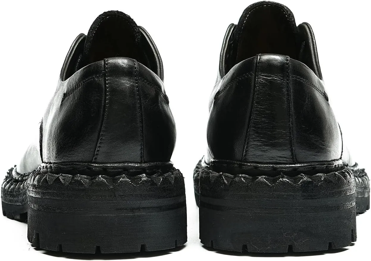 Santimon Mens Oxfords Formal Dress Genuine Leather Derby Fashion Goodyear Handcrafted Lace Up Shoes Prom Wedding Business Casual Tuxedo Comfortable Shoes for Men