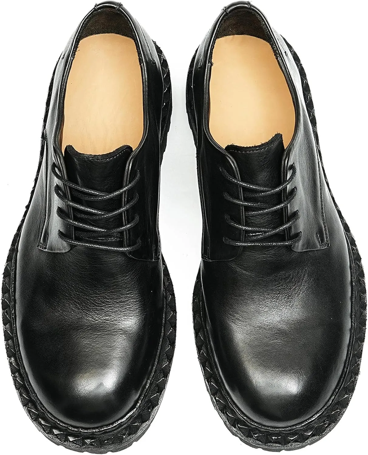 Santimon Mens Oxfords Formal Dress Genuine Leather Derby Fashion Goodyear Handcrafted Lace Up Shoes Prom Wedding Business Casual Tuxedo Comfortable Shoes for Men
