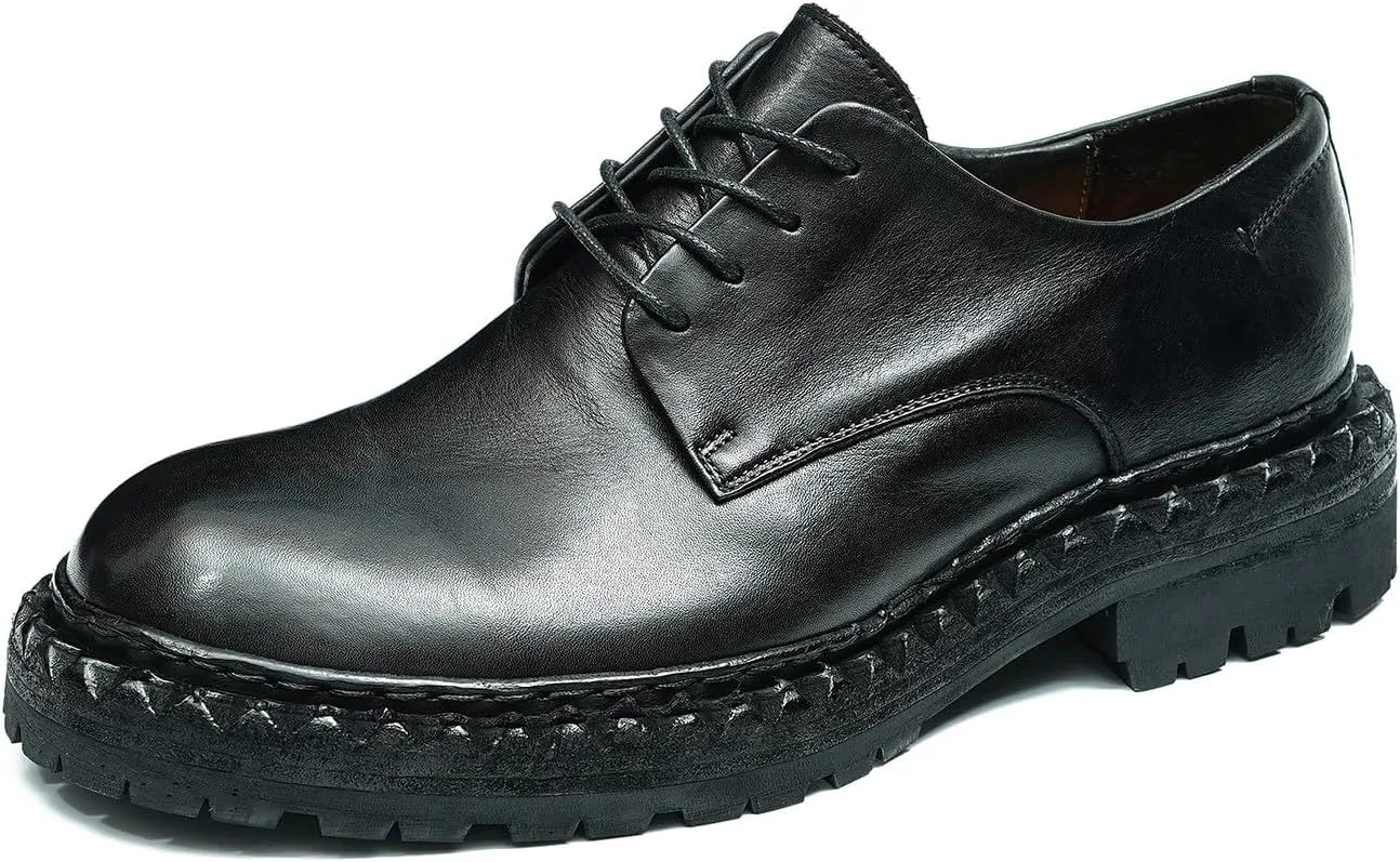 Santimon Mens Oxfords Formal Dress Genuine Leather Derby Fashion Goodyear Handcrafted Lace Up Shoes Prom Wedding Business Casual Tuxedo Comfortable Shoes for Men