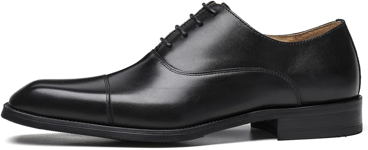 Santimon Men's Oxfords Formal Dress Genuine Leather Derby Modern Cap Toe Classic Fashion Business Casual Tuexdo Wedding Prom Comfortable Shoes for Men