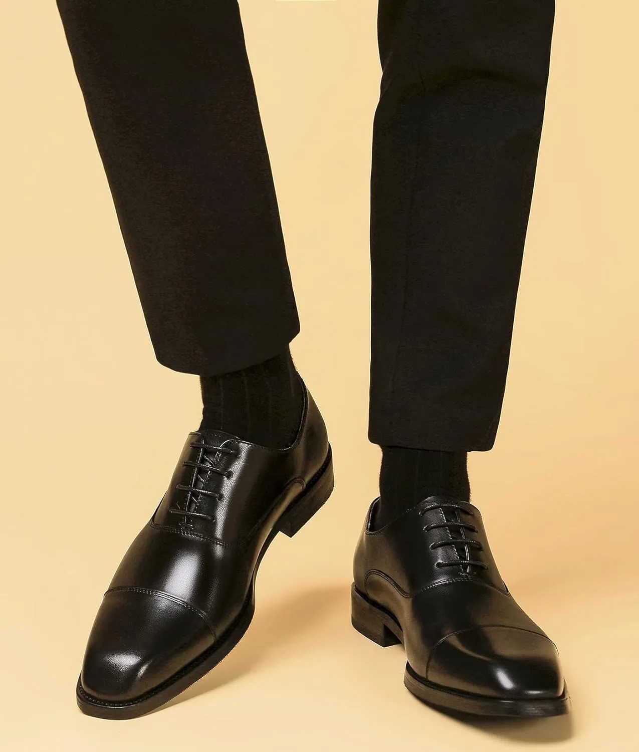 Santimon Men's Oxfords Formal Dress Genuine Leather Derby Modern Cap Toe Classic Fashion Business Casual Tuexdo Wedding Prom Comfortable Shoes for Men