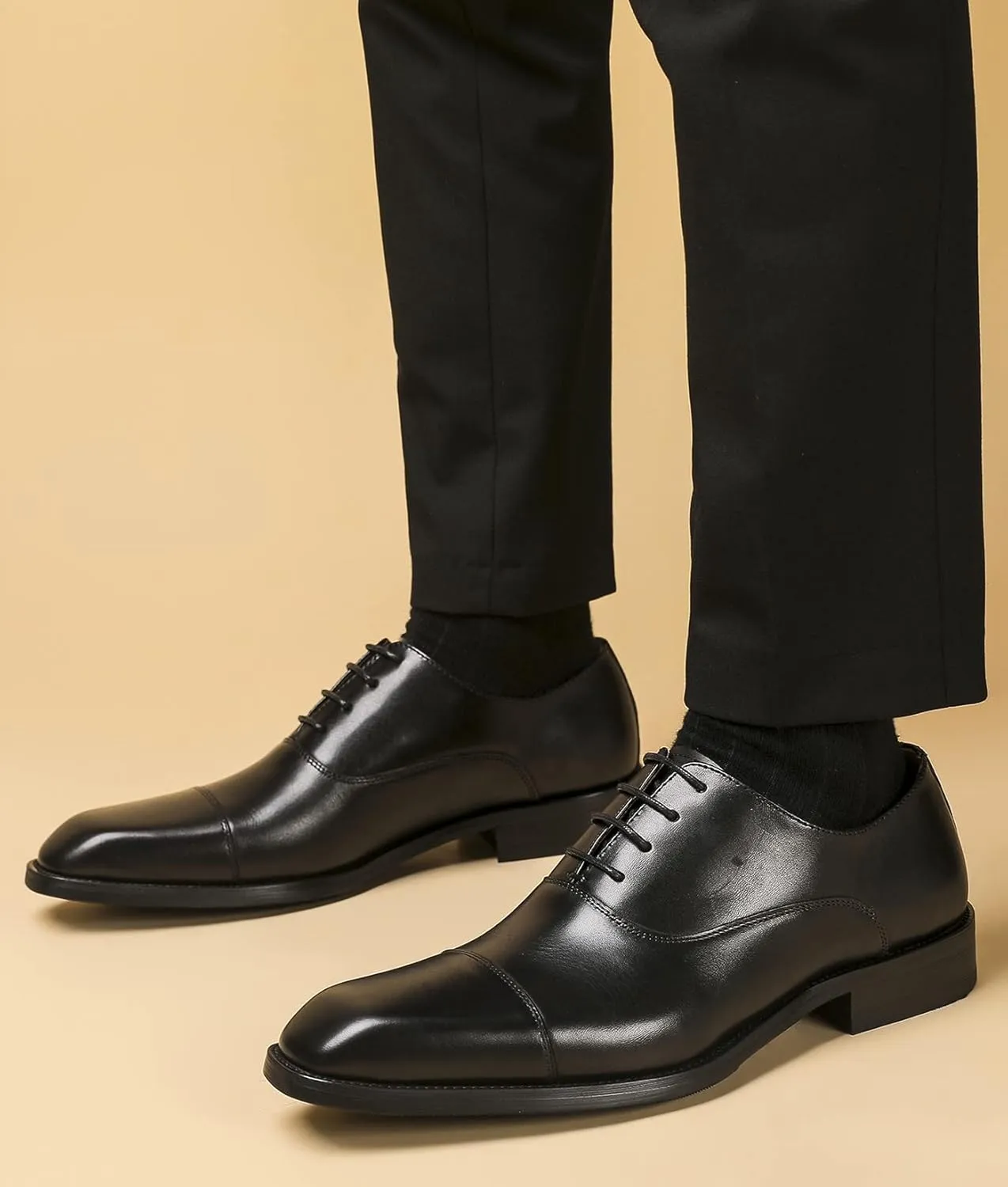 Santimon Men's Oxfords Formal Dress Genuine Leather Derby Modern Cap Toe Classic Fashion Business Casual Tuexdo Wedding Prom Comfortable Shoes for Men