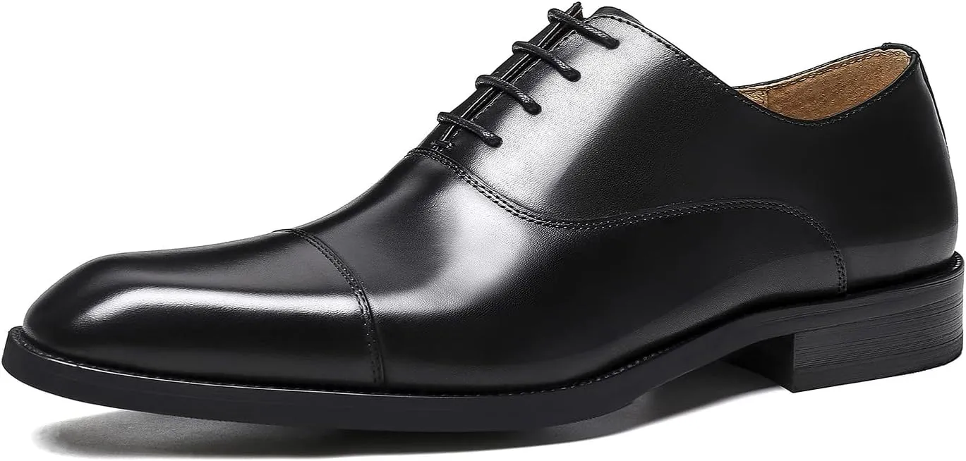 Santimon Men's Oxfords Formal Dress Genuine Leather Derby Modern Cap Toe Classic Fashion Business Casual Tuexdo Wedding Prom Comfortable Shoes for Men