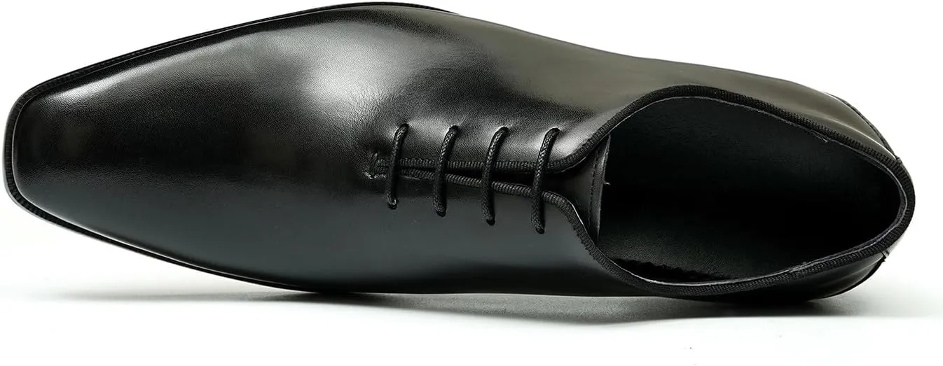 Santimon Mens Oxfords Formal Dress Genuine Leather Point Toe Derby Fashion Comfortable Tuxedo Business Causal Whole Cut Oxford Wedding Brown Prom Shoes for Men