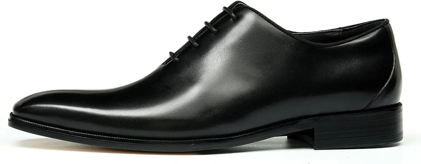 Santimon Mens Oxfords Formal Dress Genuine Leather Point Toe Derby Fashion Comfortable Tuxedo Business Causal Whole Cut Oxford Wedding Brown Prom Shoes for Men