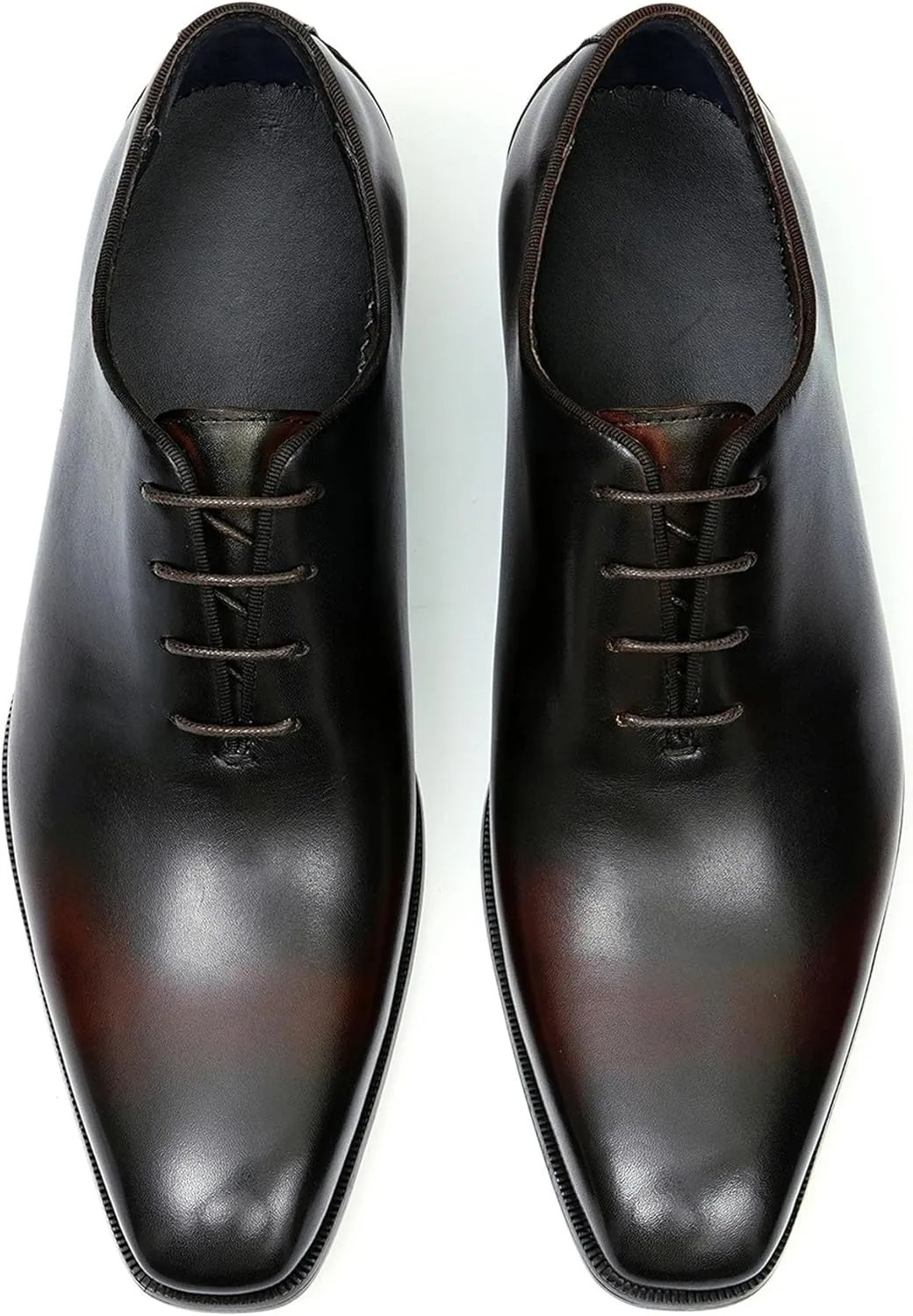 Santimon Mens Oxfords Formal Dress Genuine Leather Point Toe Derby Fashion Comfortable Tuxedo Business Causal Whole Cut Oxford Wedding Brown Prom Shoes for Men
