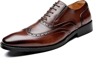 Santimon Men's Oxfords Formal Dress Genuine Leather Wingtips Oxfords Shoes Fashion Casual Derby Business Shoes