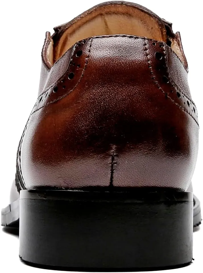 Santimon Men's Oxfords Formal Dress Genuine Leather Wingtips Oxfords Shoes Fashion Casual Derby Business Shoes