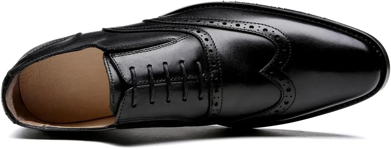 Santimon Men's Oxfords Formal Dress Genuine Leather Wingtips Oxfords Shoes Fashion Casual Derby Business Shoes