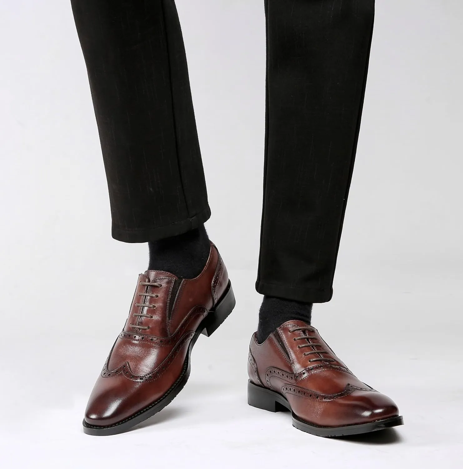 Santimon Men's Oxfords Formal Dress Genuine Leather Wingtips Oxfords Shoes Fashion Casual Derby Business Shoes