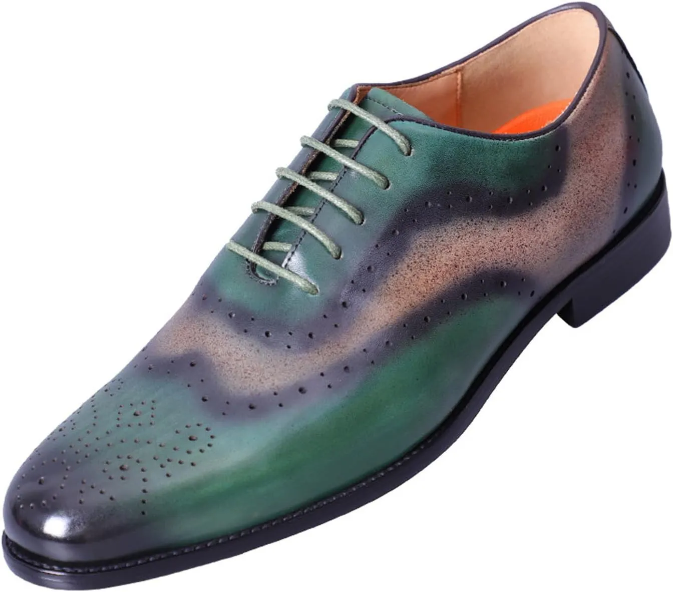 Santimon Mens Oxfords Formal Dress Green Shoes -Genuine Leather Derby Suit Shoes for Weddings & Business - Comfortable & Fashion Wingtips Brgues Oxfords Shoes