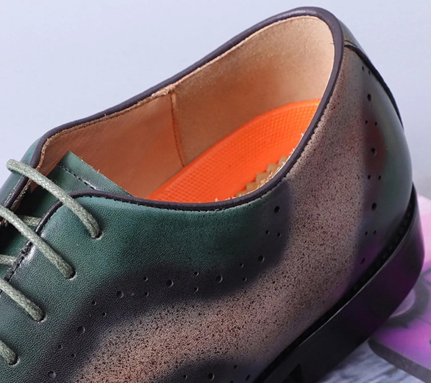 Santimon Mens Oxfords Formal Dress Green Shoes -Genuine Leather Derby Suit Shoes for Weddings & Business - Comfortable & Fashion Wingtips Brgues Oxfords Shoes
