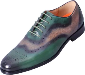 Santimon Mens Oxfords Formal Dress Green Shoes -Genuine Leather Derby Suit Shoes for Weddings & Business - Comfortable & Fashion Wingtips Brgues Oxfords Shoes