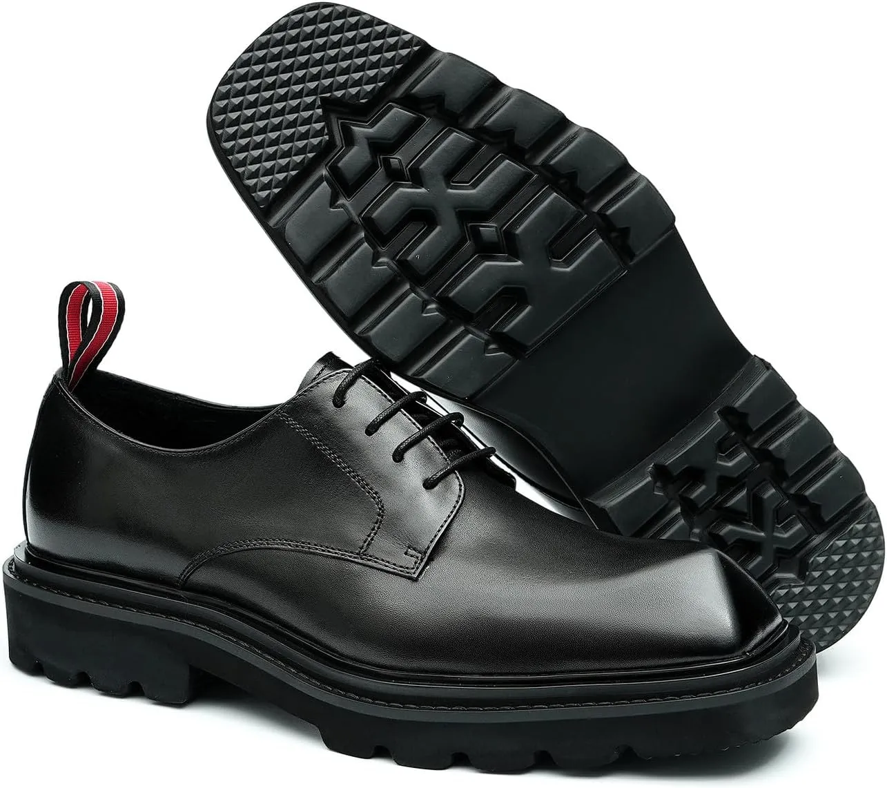 Santimon Men's Oxfords Formal Dress Leather Derby Business Tuxedo Casual Lightweight Square Toe Shoes Wedding Prom Shoes for Men