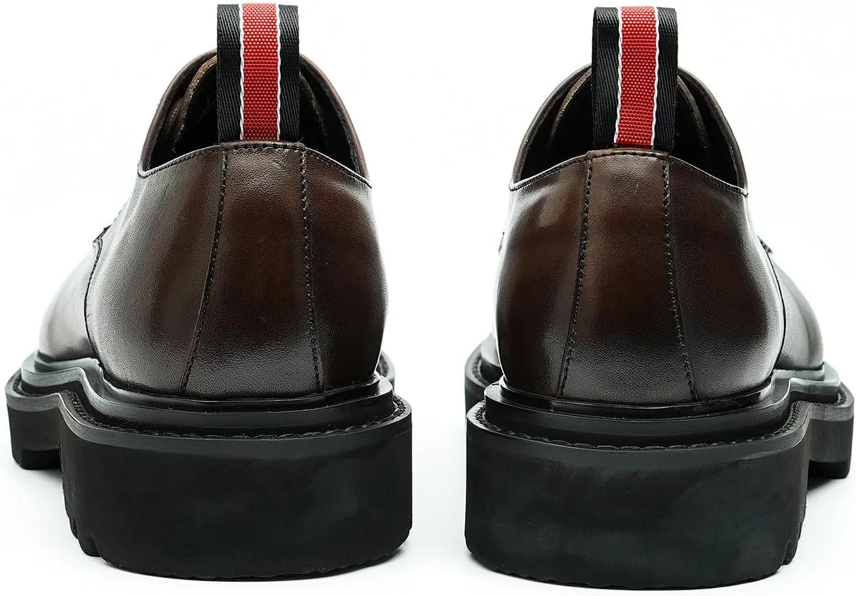 Santimon Men's Oxfords Formal Dress Leather Derby Business Tuxedo Casual Lightweight Square Toe Shoes Wedding Prom Shoes for Men