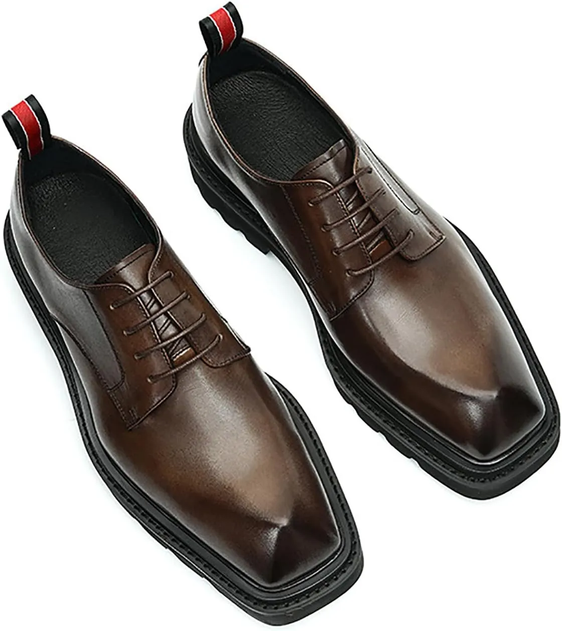 Santimon Men's Oxfords Formal Dress Leather Derby Business Tuxedo Casual Lightweight Square Toe Shoes Wedding Prom Shoes for Men