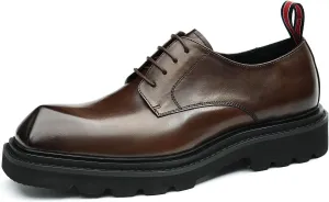 Santimon Men's Oxfords Formal Dress Leather Derby Business Tuxedo Casual Lightweight Square Toe Shoes Wedding Prom Shoes for Men