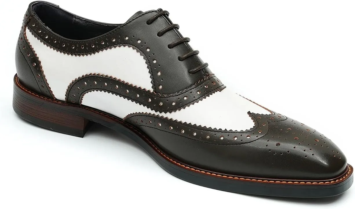 Santimon Men's Oxfords Formal Dress Leather Derby Fashion Business Tuxedo Casual Two Tone Wingtips Brogues Oxfords Wedding Prom Shoes for Men