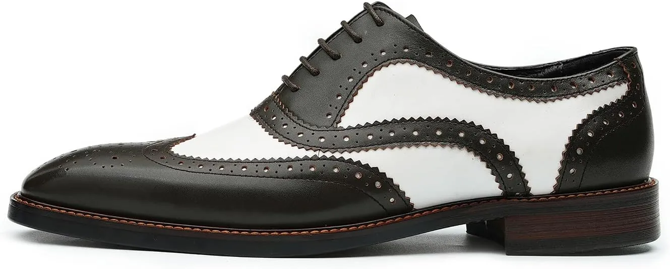 Santimon Men's Oxfords Formal Dress Leather Derby Fashion Business Tuxedo Casual Two Tone Wingtips Brogues Oxfords Wedding Prom Shoes for Men