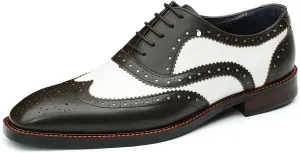 Santimon Men's Oxfords Formal Dress Leather Derby Fashion Business Tuxedo Casual Two Tone Wingtips Brogues Oxfords Wedding Prom Shoes for Men