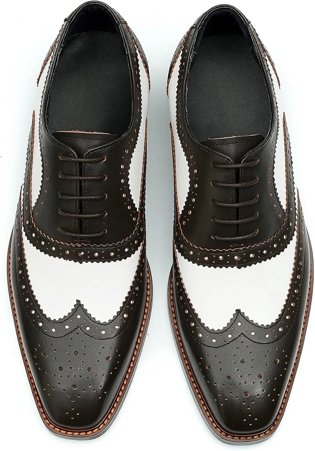 Santimon Men's Oxfords Formal Dress Leather Derby Fashion Business Tuxedo Casual Two Tone Wingtips Brogues Oxfords Wedding Prom Shoes for Men