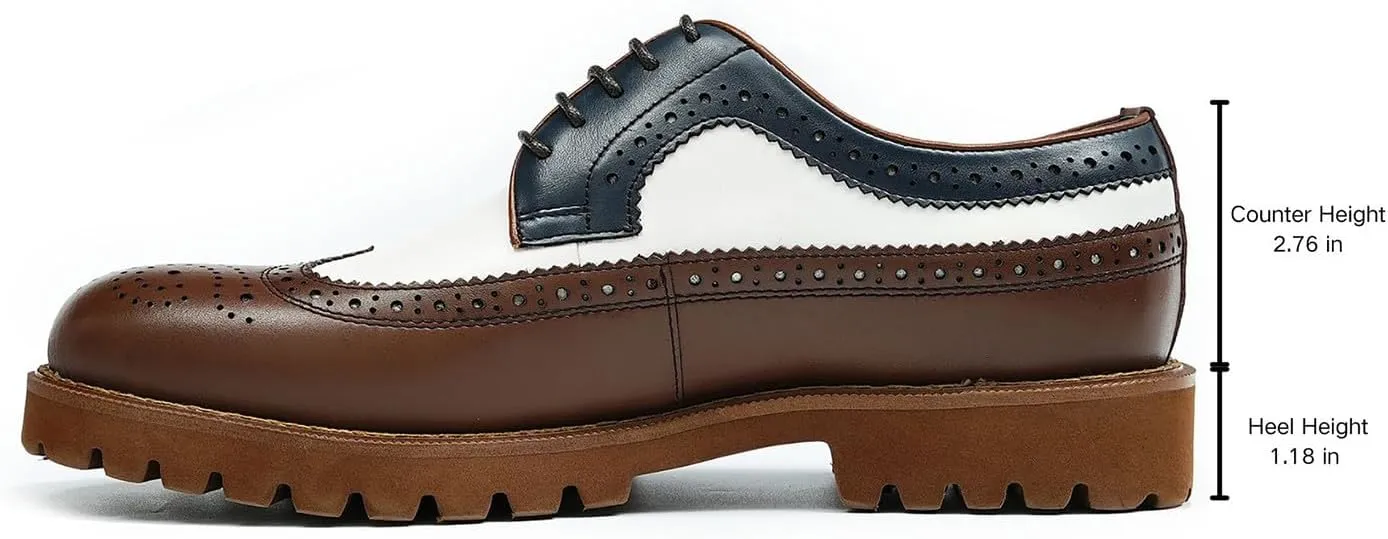 Santimon Men's Oxfords Formal Dress Leather Wingtip Oxford Fashion Business Wedding Prom Tuxedo Casual Derby Walking Shoes for Men