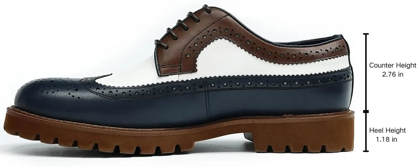 Santimon Men's Oxfords Formal Dress Leather Wingtip Oxford Fashion Business Wedding Prom Tuxedo Casual Derby Walking Shoes for Men