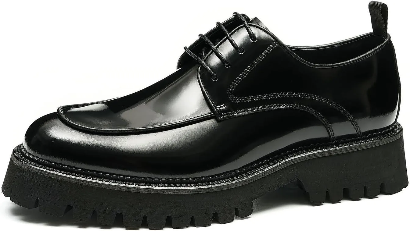 Santimon Mens Oxfords Formal Dress Patent Leather Oxfords Fashion Thick Sole Derby Comfortable Business Casual Wedding Tuxedo Prom Shoes for Men