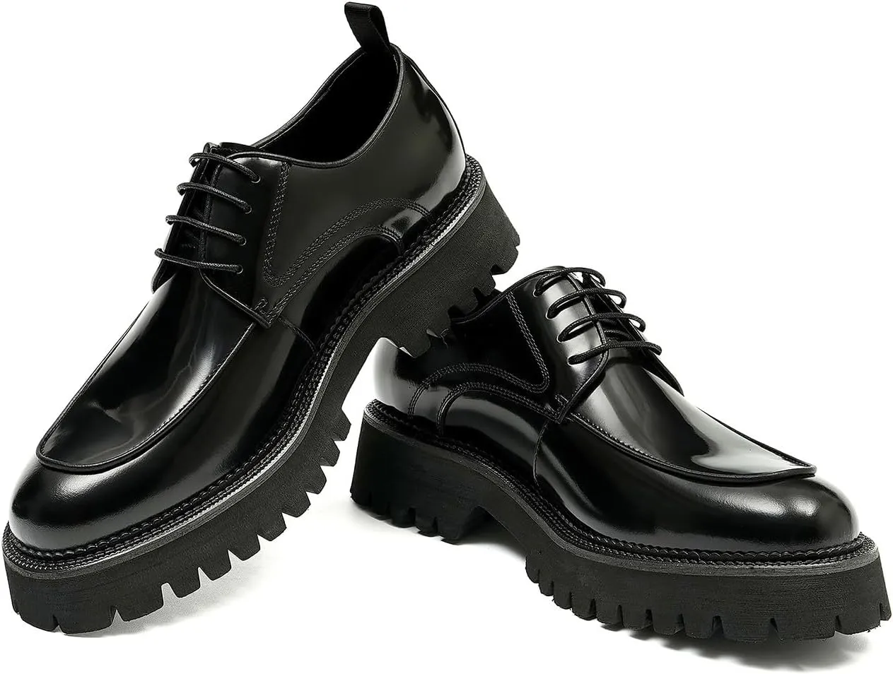 Santimon Mens Oxfords Formal Dress Patent Leather Oxfords Fashion Thick Sole Derby Comfortable Business Casual Wedding Tuxedo Prom Shoes for Men
