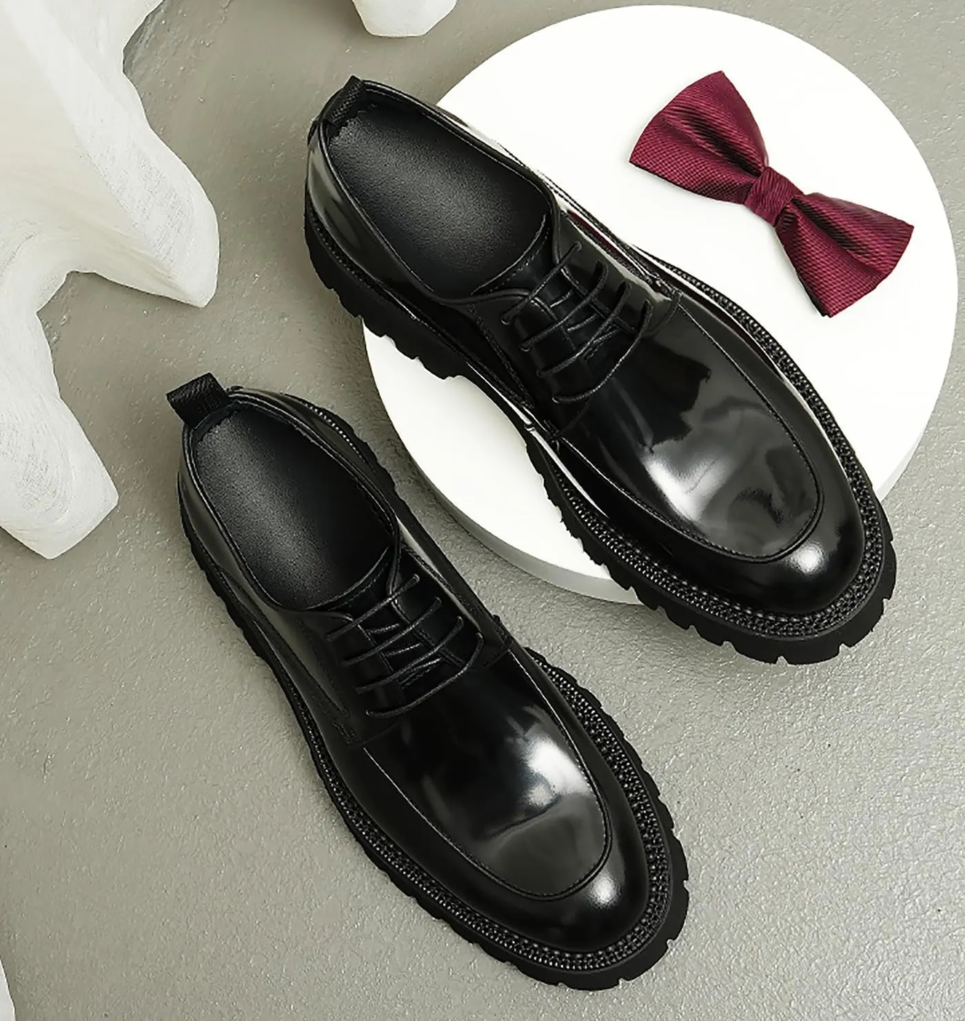 Santimon Mens Oxfords Formal Dress Patent Leather Oxfords Fashion Thick Sole Derby Comfortable Business Casual Wedding Tuxedo Prom Shoes for Men