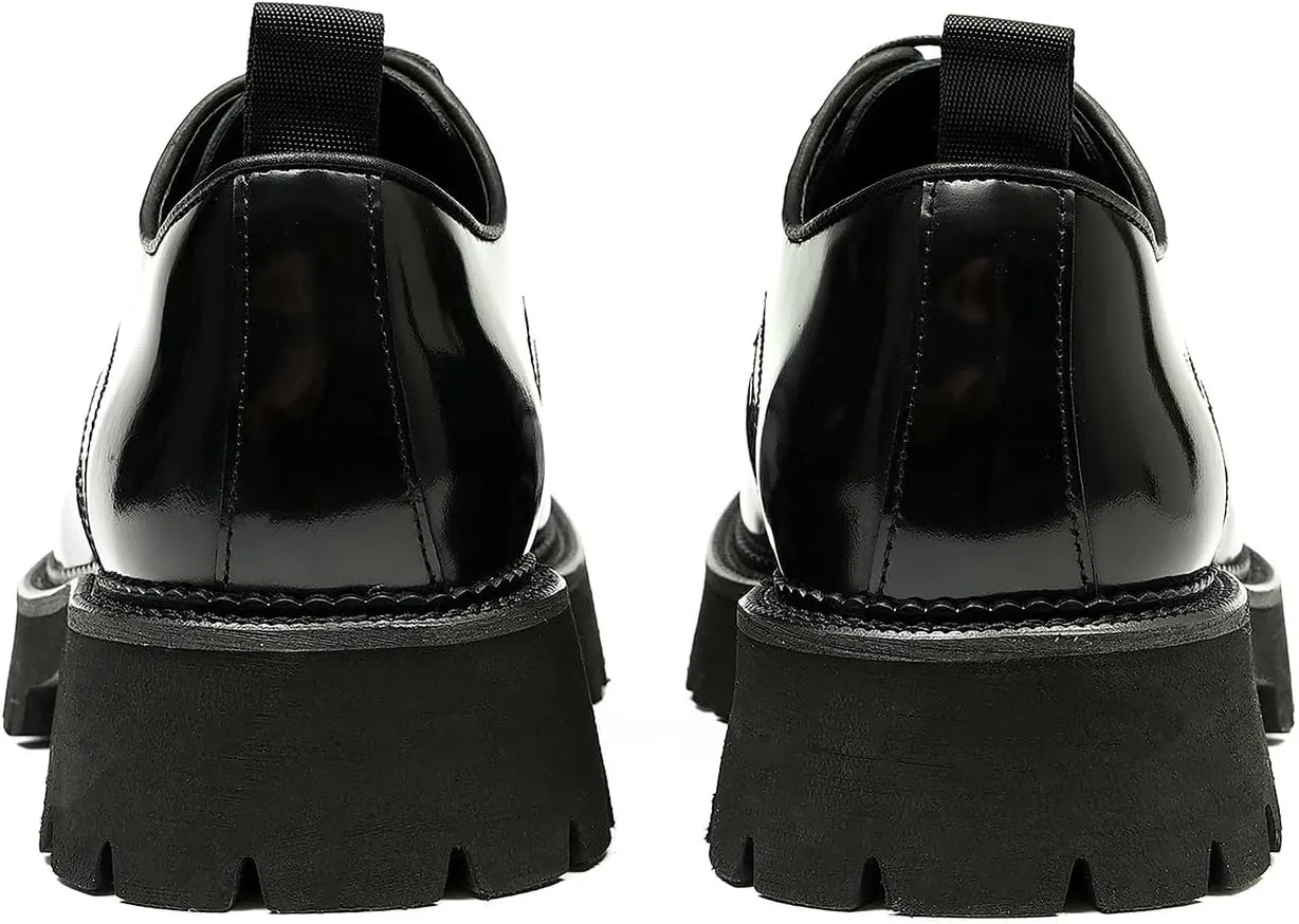 Santimon Mens Oxfords Formal Dress Patent Leather Oxfords Fashion Thick Sole Derby Comfortable Business Casual Wedding Tuxedo Prom Shoes for Men