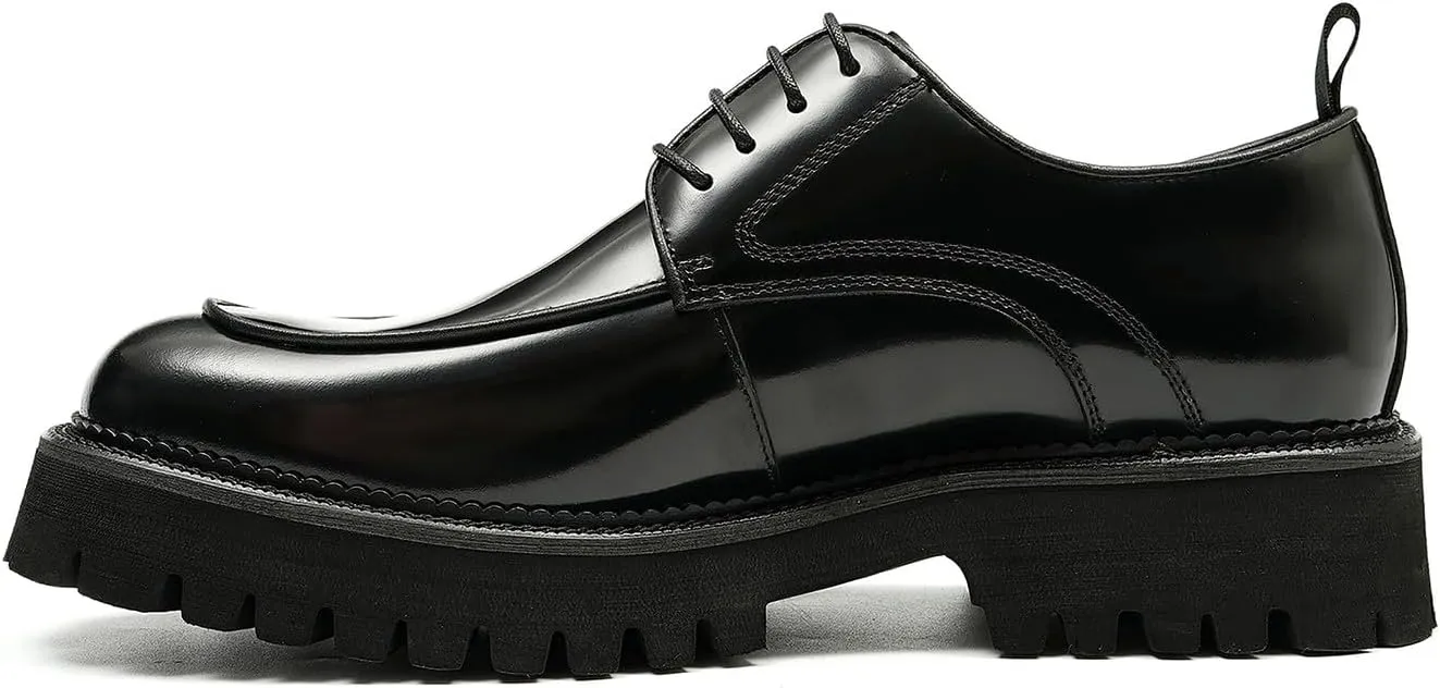 Santimon Mens Oxfords Formal Dress Patent Leather Oxfords Fashion Thick Sole Derby Comfortable Business Casual Wedding Tuxedo Prom Shoes for Men