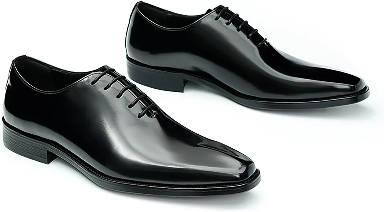 Santimon Mens Oxfords Formal Dress Shoes Fashion Prom Wedding Derby Business Tuxedo Patent Leather Whole Cut Oxfords Shoes for Men