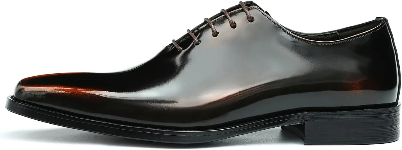 Santimon Mens Oxfords Formal Dress Shoes Fashion Prom Wedding Derby Business Tuxedo Patent Leather Whole Cut Oxfords Shoes for Men