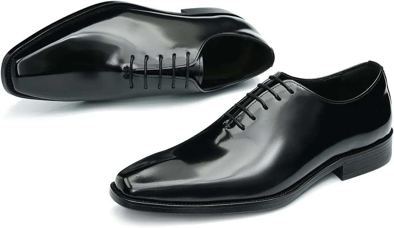 Santimon Mens Oxfords Formal Dress Shoes Fashion Prom Wedding Derby Business Tuxedo Patent Leather Whole Cut Oxfords Shoes for Men