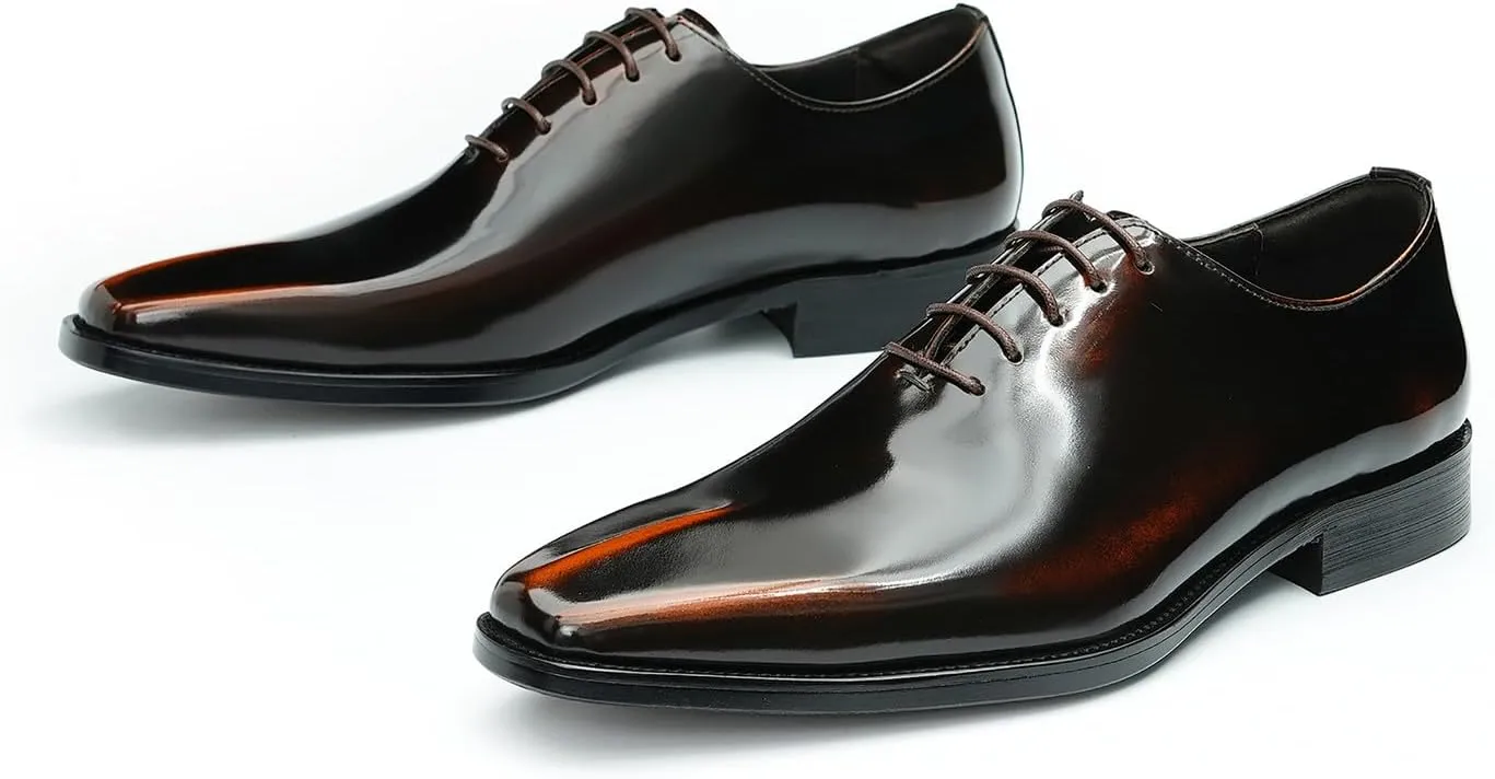 Santimon Mens Oxfords Formal Dress Shoes Fashion Prom Wedding Derby Business Tuxedo Patent Leather Whole Cut Oxfords Shoes for Men